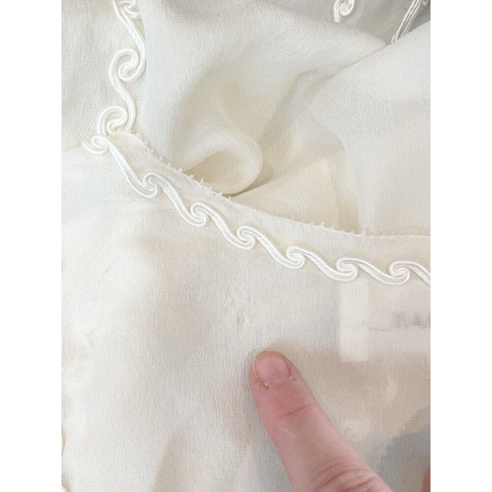 The Great Shirt Womens Size S Embroidered 3/4 Sleeve Silk Blouse Boho Sheer - Picture 6 of 11